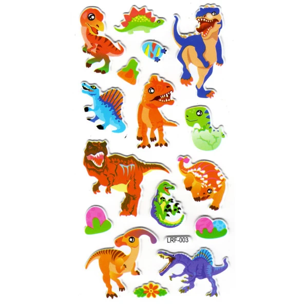 Sticker Kabartmalı Stiker Defter, Planlayıcı Etiket (lrf-003) -17X9 cm - Sevimli Vahşi Dinazor ürün görseli 1