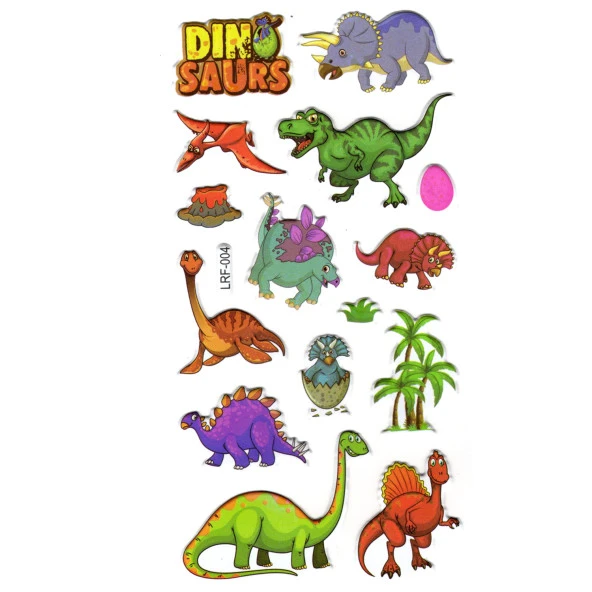 Sticker Kabartmalı Stiker Defter, Planlayıcı Etiket (lrf-004) - 17X9 cm -  Sevimli Dinazor ürün görseli 1