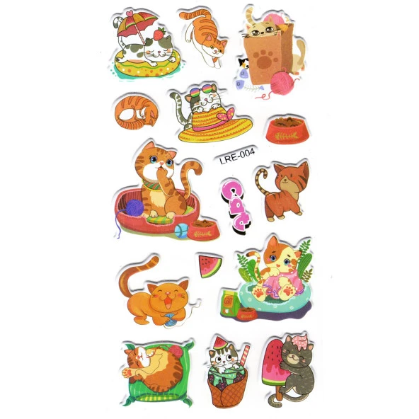 Sticker Kabartmalı Stiker Defter, Planlayıcı Etiket (lre-004)-17X9 cm - Sevimli Komik Kedi ürün görseli 1