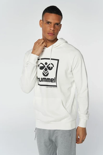 Hummel 921556-9003 Ekru Baskılı Kapüşonlu Erkek Sweat ürün görseli 1