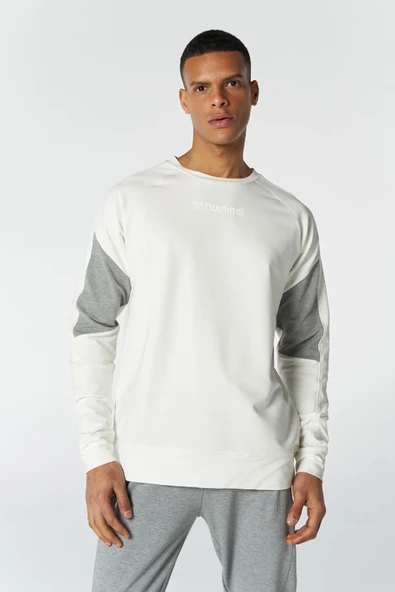 Hummel 921658-9003 Ekru Hummel Baskılı Bisiklet Yaka Erkek Sweat ürün görseli 1