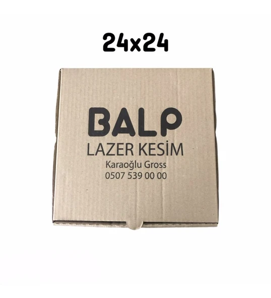 24x24x3.5 cm Ebatında 100 adet Üretim Fazlası Yazılı Karton Kutu ürün görseli 1