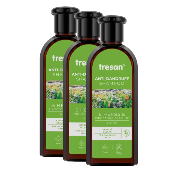 3 Kutu Tresan 6 Bitkili Kepek Şampuanı 300 ML Anti-Dandruff Shampoo ürün görseli 1