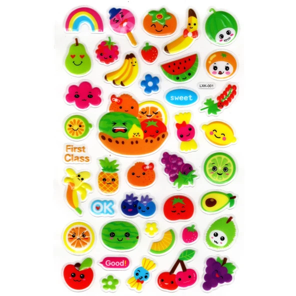 Sticker Kabartmalı Stiker Defter, Planlayıcı Etiket (lxk-001) - 22X14 cm - Kawaii Meyveler ürün görseli 1