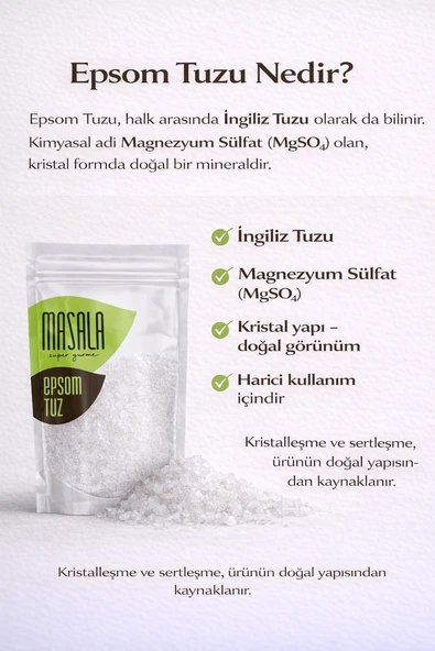 2 Adet Epsom Tuz 1 kg (İngiliz tuzu- magnezyum sülfat) magnesium sulfate ürün görseli 1