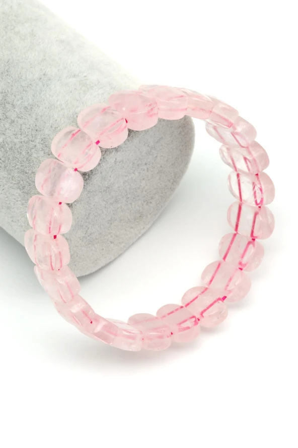 Pembe Kuvars Doğal Taş Bileklik 9 x 14 mm Özel Kesim ürün görseli 1