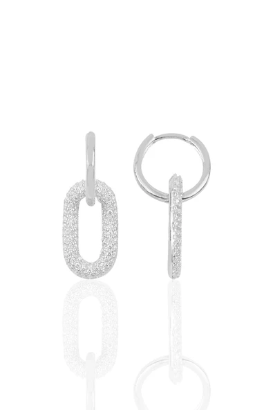 Gümüş rodyumlu zirkon taşlı handy küpe SGTL10273RODAJ ürün görseli 1
