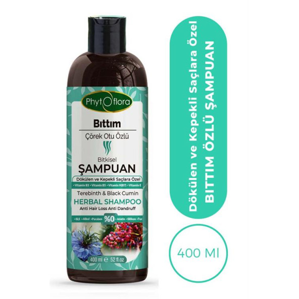 Phytoflora Tuzsuz Dökülen Ve Kepekli Saçlara Özel Bıttım Özlü Bitkisel Şampuan 400 ML ürün görseli 1