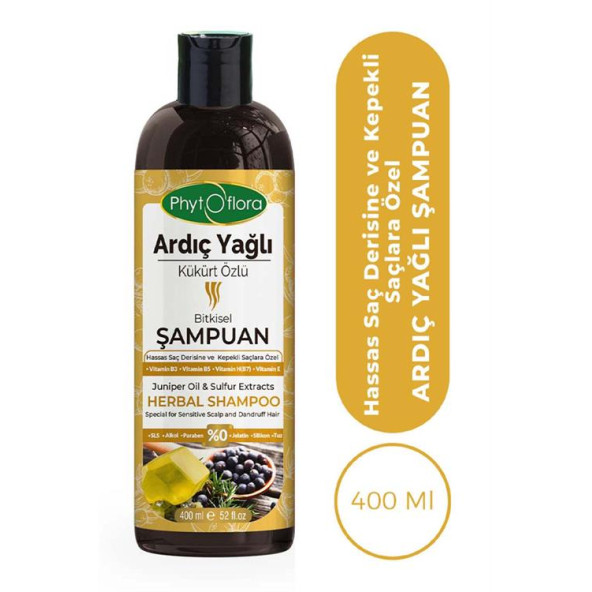 Phytoflora Tuzsuz Hassas Saç Derisine Ve Kepekli Saçlara Özel Ardıç Yağlı Bitkisel Şampuan 400 ML ürün görseli 1