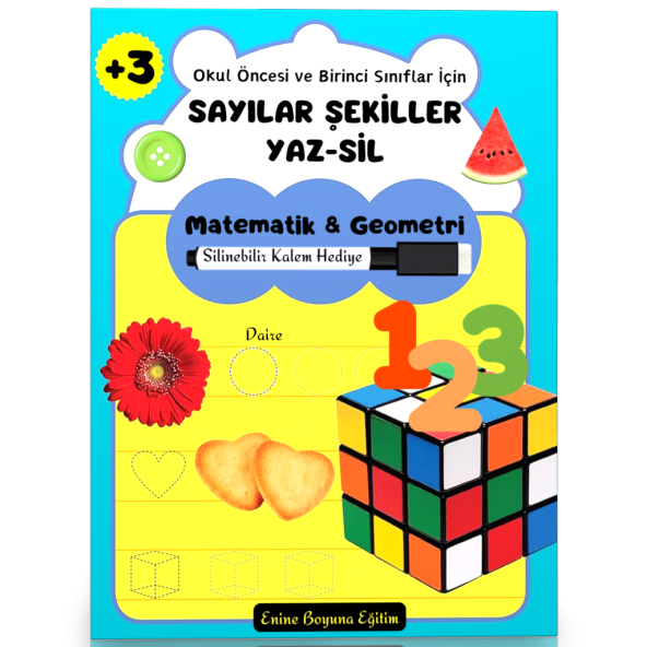 Okul Öncesi ve Birinci Sınıflar İçin Sayılar-Şekiller YAZ-SİL Kitabı ürün görseli 1