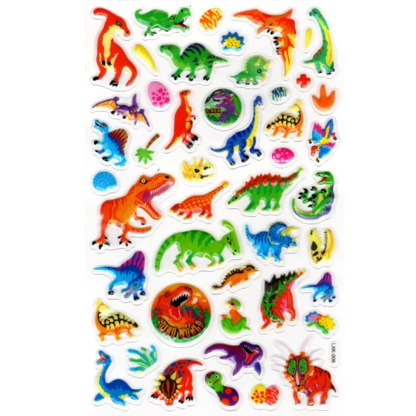 Sticker Kabartmalı Stiker Defter, Planlayıcı Etiket (lxk-006) - 22X14 cm - Renkli Vahşi Dinazorlar ürün görseli 1