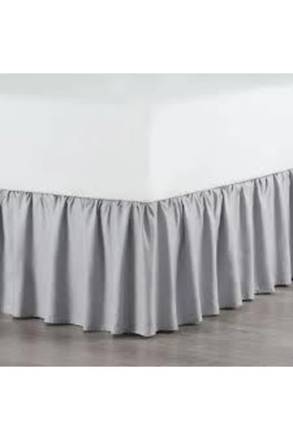 Sens Moi Baza Fırfırı & Çift Kişilik & Ranforce Kumaş & 140x200 - 150x200 - 160x200 Yataklara Uyumlu - Gri ürün görseli 1