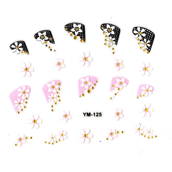 Tırnak Sticker, Tırnak Süsleme, Nail Art (ym-125) - 6X5 cm - Motif Çiçek ürün görseli 1