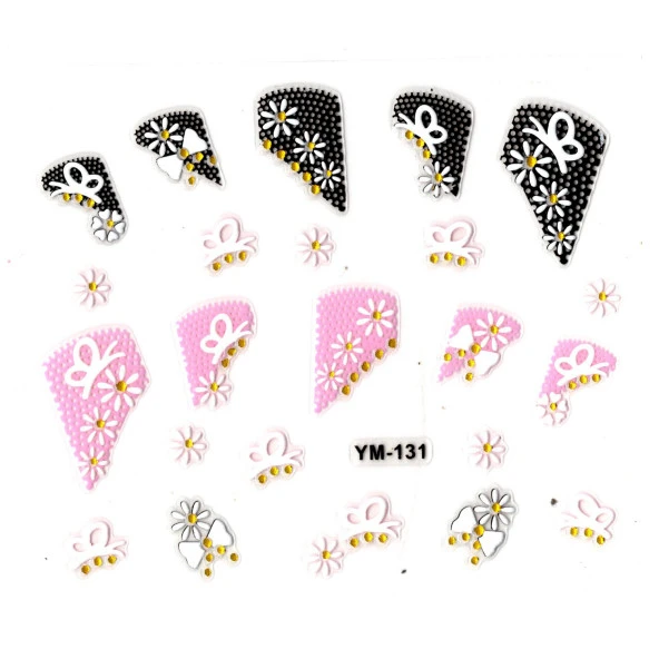 Tırnak Sticker, Tırnak Süsleme, Nail Art (ym-131) - 6X5 cm - Kelebek Papatya ürün görseli 1