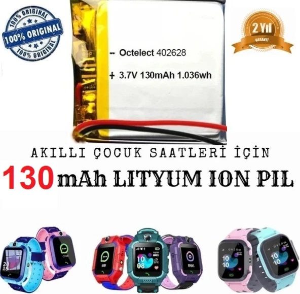 Day Akıllı Çocuk Saat Batarya - Pil 3.7v 130mah 582728 pil 2 Yıl Garantili ASAP130000013 ürün görseli 1