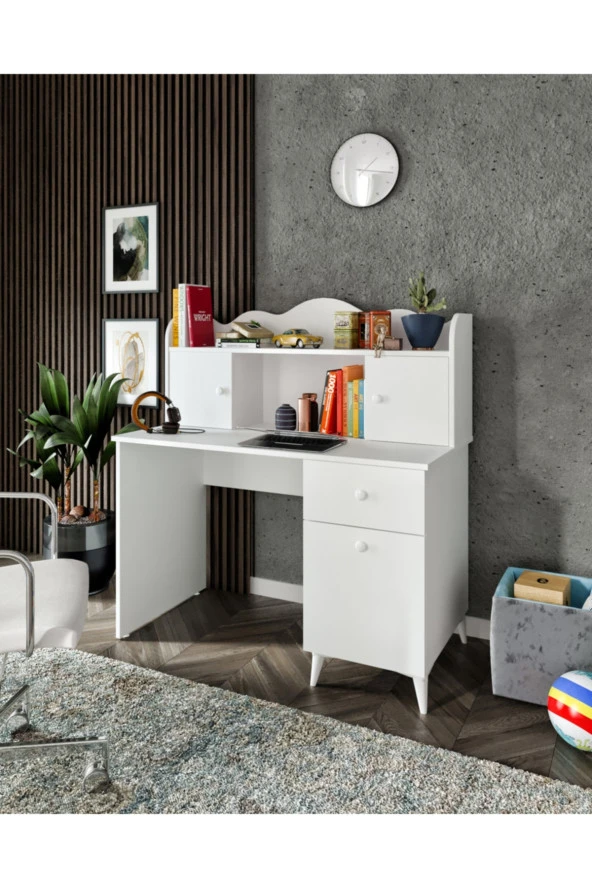 KZNMOB HOME Akasya Çalışma Masası, Bilgisayar Masası, Ofis Masası Beyaz - Tamamı 1. Kalite Mdf ürün görseli 1