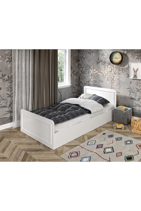 KZNMOB HOME Snow Tek Kişilik Country Tarzı Mdf Karyola - 100cm X 200cm Ölçülerinde ürün görseli 1