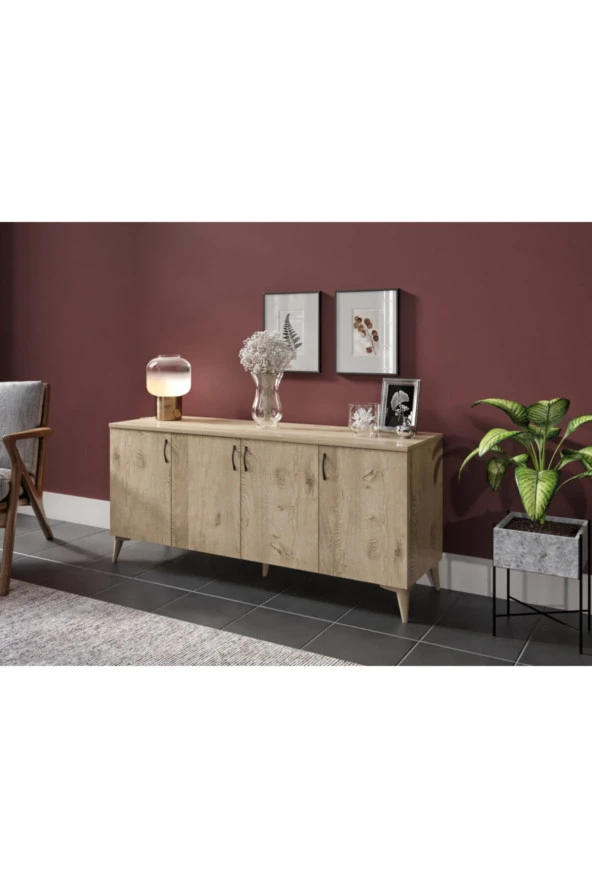 KZNMOB HOME Çok Amaçlı Meşe Konsol - Tamamı 1. Kalite Mdf ürün görseli 1