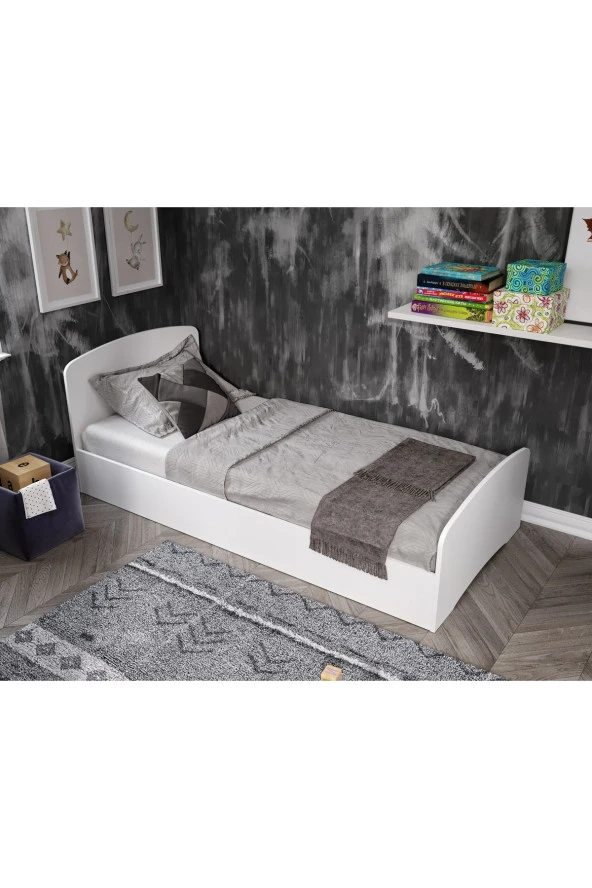 KZNMOB HOME Soft Tek Kişilik Mdf Karyola Beyaz - 90 Cm X 190 Cm Yataklarla Uyumlu ürün görseli 1