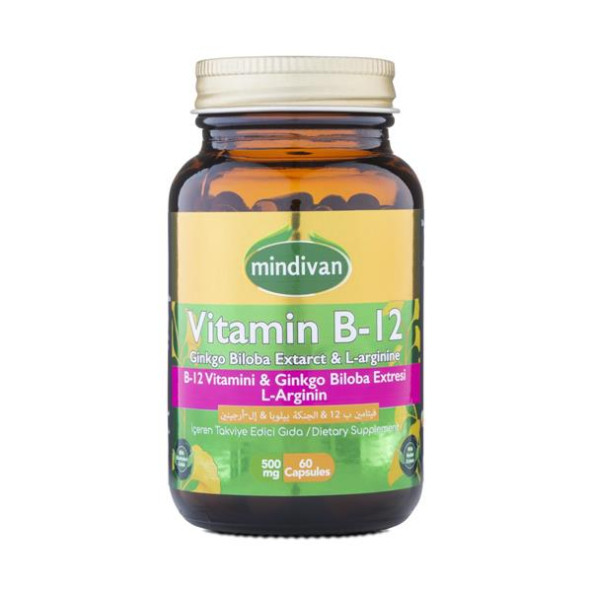 Mindivan Vitamin B12 &Ginkgo Bloba Ekstresi & L Arginin 60 x 500 mg ürün görseli 1