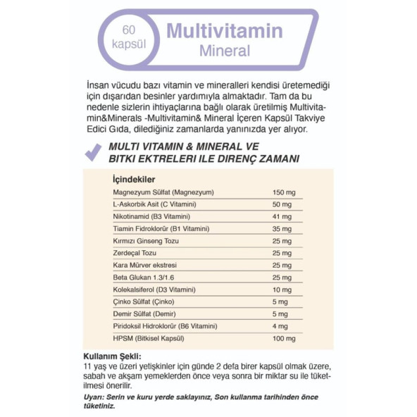 Mindivan Multivitamin 60 x 500 mg - Resim 2