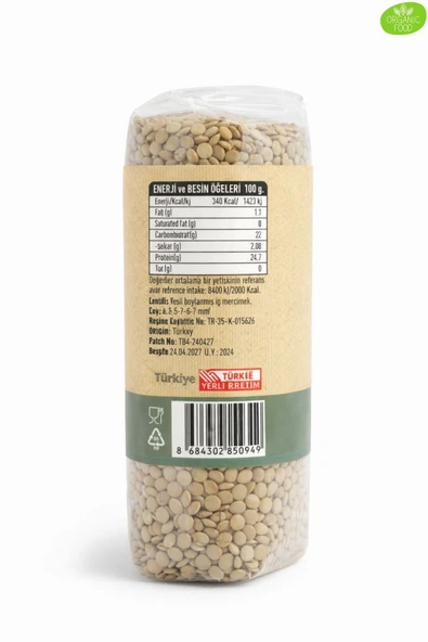 GRD Organik Yeşil Mercimek 500 gr - Resim 4