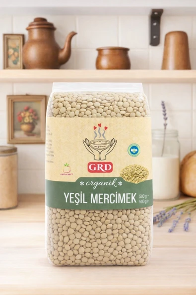 GRD Organik Yeşil Mercimek 500 gr ürün görseli 1