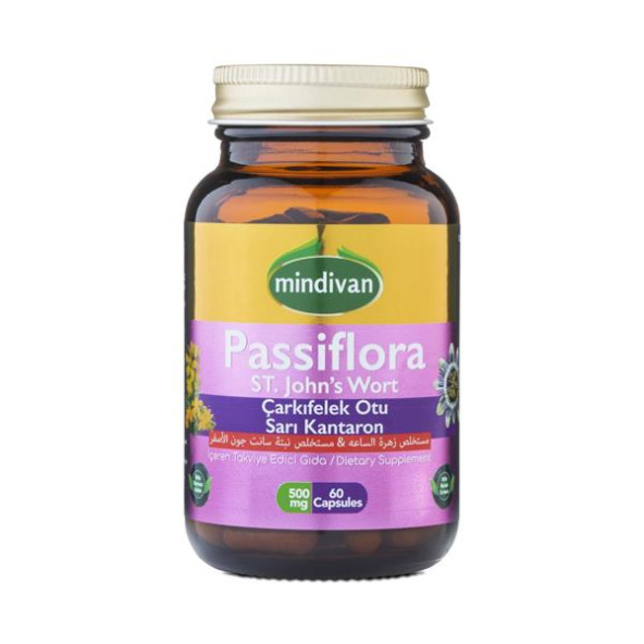 Mindivan Passiflora Çarkıfelek Otu&Kantaron Ekstreli 60 x 500 mg ürün görseli 1