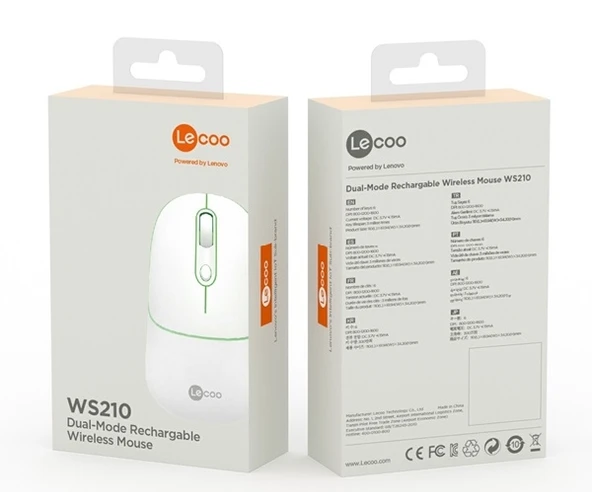 Lecoo WS210 2.4G Wifi Wireless Bluetooth Charging Mouse Beyaz - Resim 4