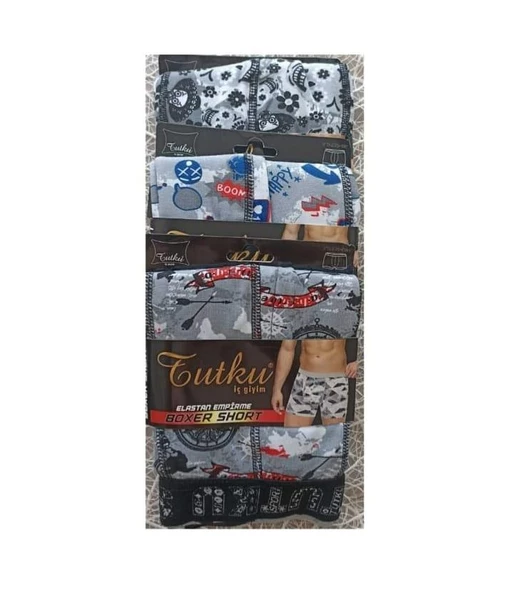 TUTKU 0119 ERKEK DESENLİ LİKRALI BOXER 3 ADET ürün görseli 1