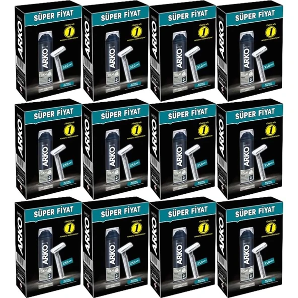 Arko Men 10 Adet Tekli Tıraş Bıçağı + Force Tıraş Köpüğü Pro 200ML (12 Li Set) ürün görseli 1