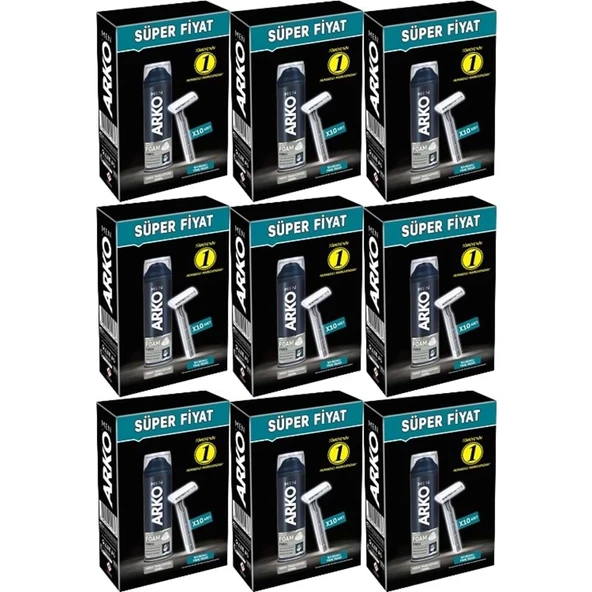 Arko Men 10 Adet Tekli Tıraş Bıçağı + Force Tıraş Köpüğü Pro 200ML (9 Lu Set) ürün görseli 1