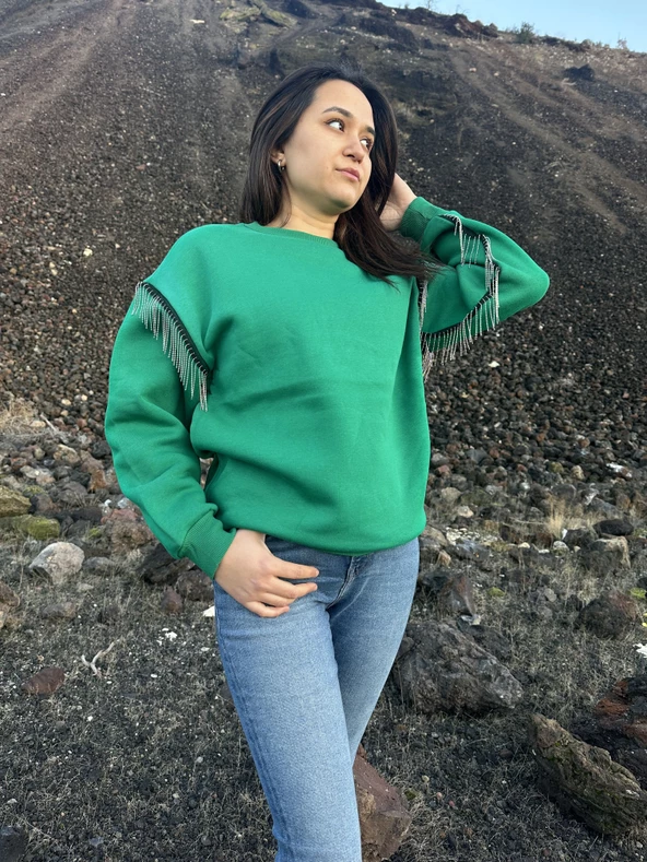 İçi Şardonlu Sweatshirt Kazak - Resim 11