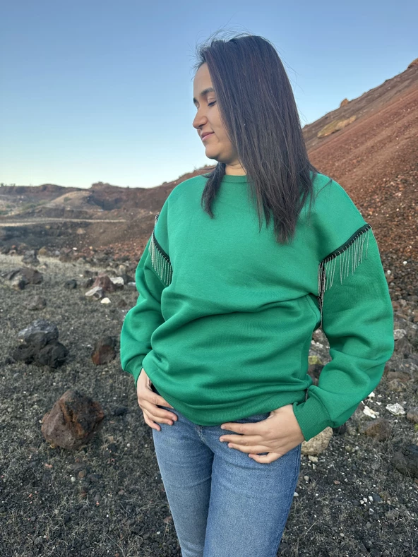 İçi Şardonlu Sweatshirt Kazak - Resim 3