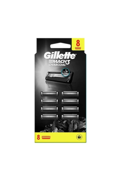 Gillette Mach3 8'Li Bıçak Charcoal ürün görseli 1