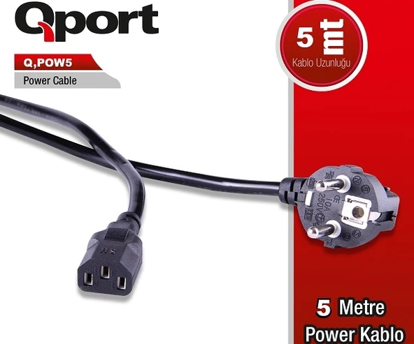 Qport Q-POW5 5mt PC Power Kablosu - Resim 2