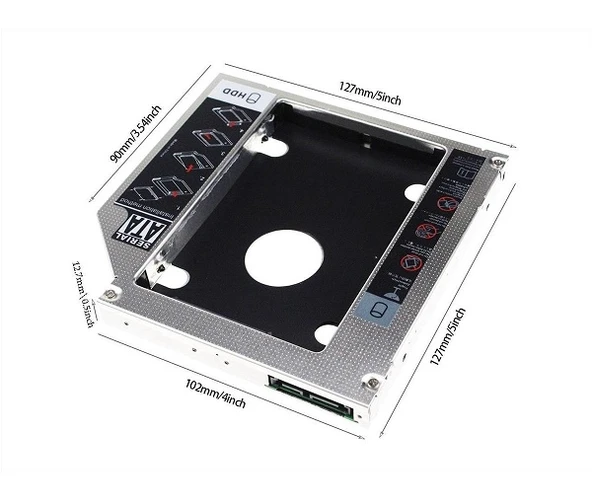 Codegen Codmax Cdg-Hdc-127 12.7Mm Sata Siyah Gümüş Notebook Ekstra Hdd Yuvası ürün görseli 1