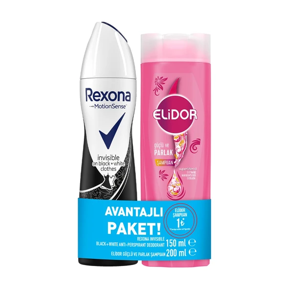 Rexona Motion Sense Kadın Sprey Deodorant Invisible On Black White Clothes 150 ml + Elidor Saç Bakım ürün görseli 1
