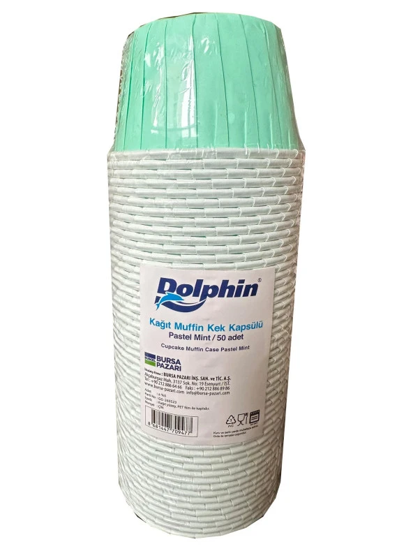 Dolphin Muffin Kağıt Karton Pastel Yeşil Cupcake Kek Kalıbı Kapsülü Kabı - 50 Adetlik 1 Paket ürün görseli 1