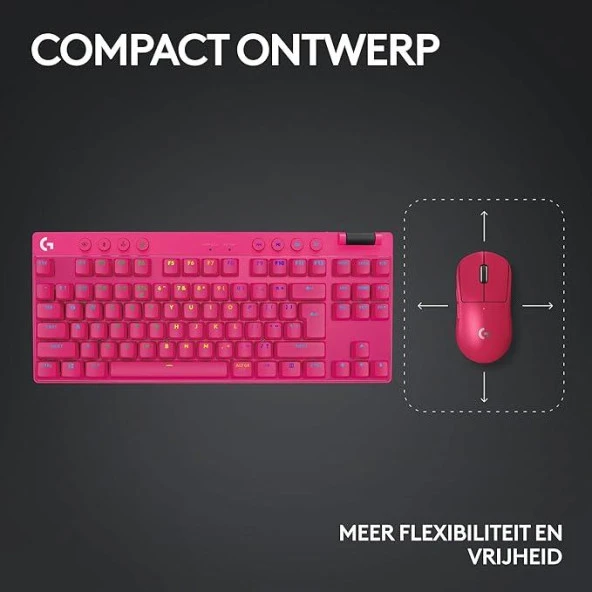 Logitech G Pro X TKL Lıghtspeed RGB Oyuncu Klavyesi - Pembe - Resim 4