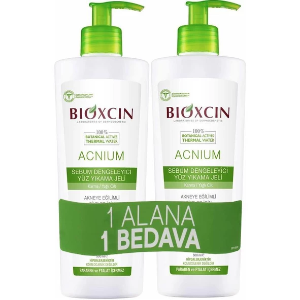 Bioxcin Acnium Sebum Dengeleyici Yüz Yıkama Jeli 500 ml + 500 ml Avantaj Paket ürün görseli 1