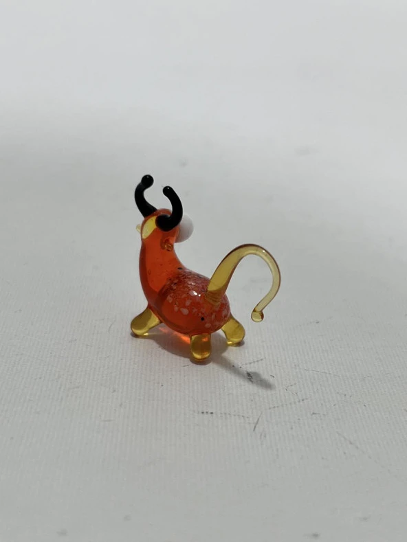 El Yapımı Mini Murano Cam İnek Biblo A154-08 - Resim 3