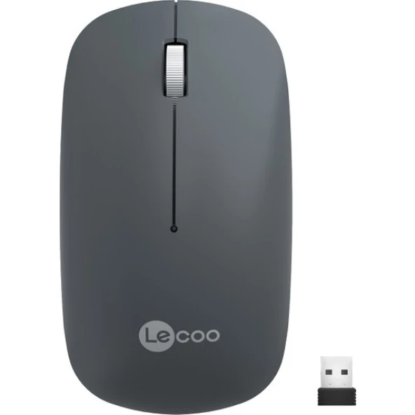 Lenovo Lecoo WS214 1200 DPI 4 Tuşlu Kablosuz Sessiz Mouse - Gri ürün görseli 1