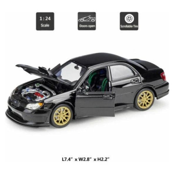 Welly Subaru Impreza Wrx Sti 1/24 Siyah Model Araba ürün görseli 1