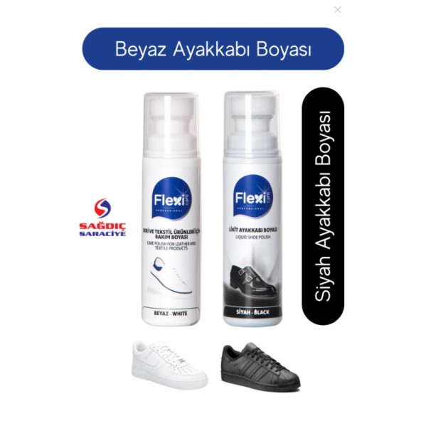 FLEXİCARE Flexi Spor Beyaz Deri Ve Kumaş Ayakkabı Boyası & Siyah Deri Ayakkabı Boyası 75 ml SAGDİCSF01 ürün görseli 1