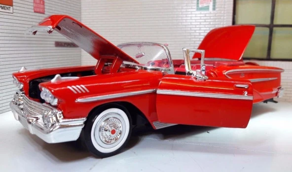 MotorMax 1958 Chevrolet Impala 1/24 Kırmızı Model Araba ürün görseli 1