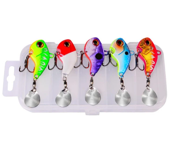 Valkyrie 5 Adet LRF Kaşık Kuyruklu Titreşimli Wobbler Balık Olta Yem Seti - 14gr 6cm - Spin ve Baitcasting için Uygun  - 5pcs ürün görseli 1