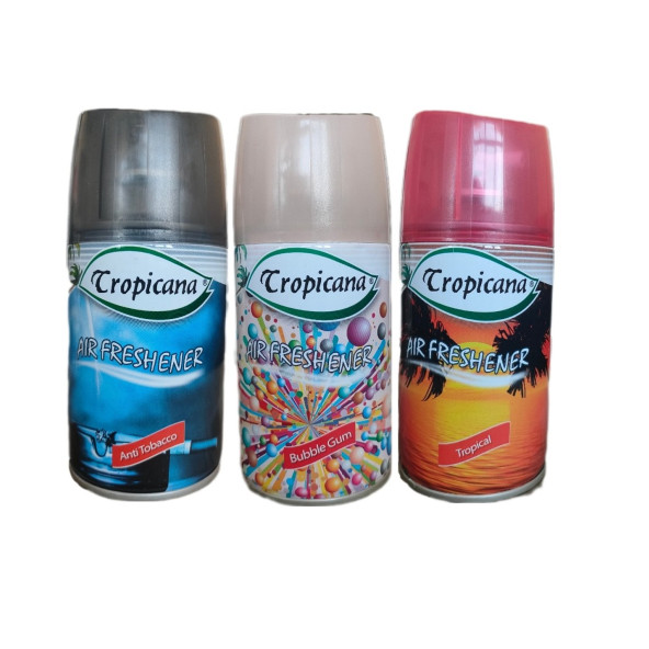 Tropicana Air Freshener Oda Koku Anti Tobacco + Bubble Gum + Tropikal Otomatik Makina Yedek Oda Spreyi 260 Ml X 3 Adet ürün görseli 1