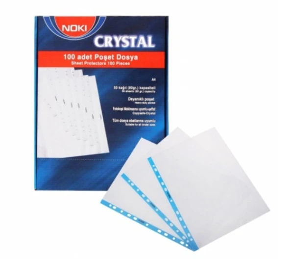 Noki Poşet Dosya Cristal Mavi Şerit 100Lü ürün görseli 1