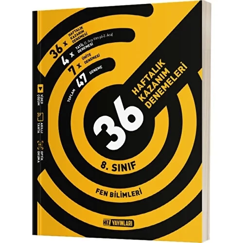 Hız Yayınları 8. Sınıf Fen Bilimleri 36 Haftalık Kazanım Denemeleri ürün görseli 1